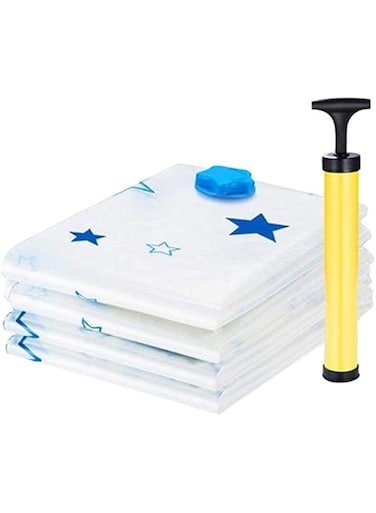 SKEIDO Vacuum Compression Bag Thickening Large Quilt Storage Bag High Capacity Air Venting Clothes Transparent Sack Save Space 4-Pack