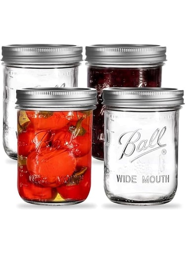 BMXENG Wide Mouth Mason Jars 16 oz, 4 Pack with mason jar lids, Mason Jars with Airtight Lids for Canning, Fermenting, Pickling - Jar D&eacute;cor - Microwave/Freeze/Dishwasher Safe