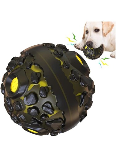 Joyzzz Interactive Dog Toy Ball, Durable Interactive Fetch Dog Ball, Safe and Non-Toxic Elastic Rubber Pet Chew Toys with Fun Squeaky Giggle Sound, Dog Chew Toy for Small Medium Large Dogs