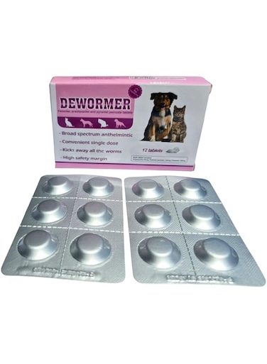 Dewormer for cats &amp; Dogs (1Tablet/10kg) - Single Dose, Eliminate all worms, High safety margins