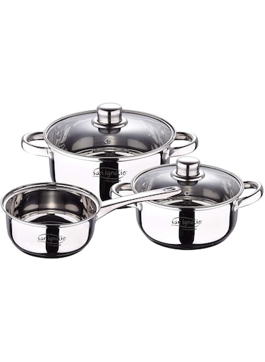 SAN IGNACIO CASSEL STAINLESS STEEL 5PC COOKWARE SET WITH INDUCTION BOTTOM, COOKING POT SET, SG8171