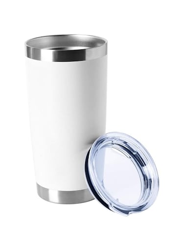 HASLE OUTFITTERS 20oz Tumblers Bulk Stainless Steel Cup with Lid Double Wall Vacuum Insulated Coffee Mug for Cold &amp; Hot Drinks 1 Pack, White