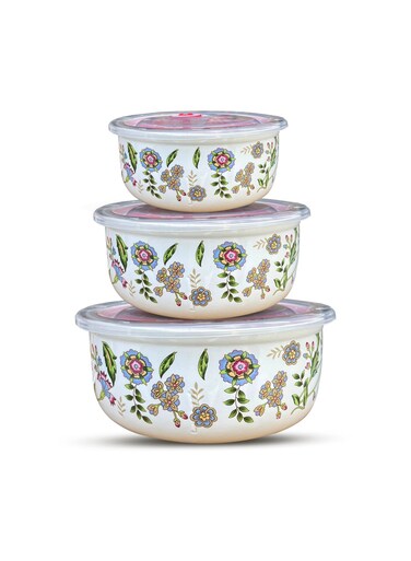 3-Piece Bowl Set with Airtight Lids &acirc;&euro;&ldquo; Floral Design No. 1 &acirc;&euro;&ldquo; Prep, Store, and Serve &acirc;&euro;&ldquo; Ideal for Soups, Salads, Fruits, and More
