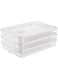 3pcs Plastic Food Storage boxes, Stackable Fridge Freezer Crisper Storage Box, Stack Food Container Tray Organizer 3 Layer Refrigerator Box, Airtight Container for Food, Transparent Slim Containers