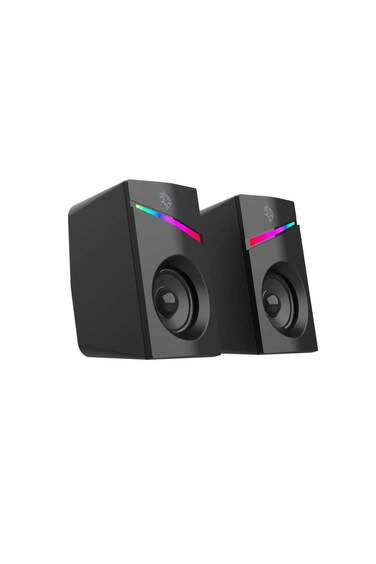 Gaming Stereo Speakers with Volume Knob, RGB Rainbow Lights &amp; 6W Output