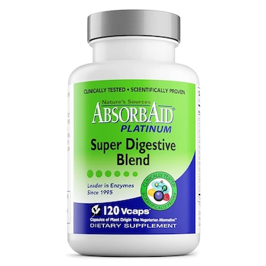 Nature's Sources AbsorbAid Platinum Super Digestive Enzyme &amp; Probiotic Blend Vegetarian Capsules For Digestive Support, Pack of 120's