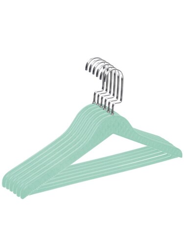 Heavy-Duty Plastic &amp; Steel Hangers, 6 Pack Wardrobe Organiser &acirc;&euro;&ldquo; Non-Slip Clothes Hangers for Bedroom, Bathroom &amp; Home Rack &acirc;&euro;&ldquo; Space-Saving Clothes Accessories (light green)