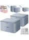 2 Pcs Ultra Space Saving Self Compression Organizer, 2 and 3 Layer Foldable Blanket Storage Bag with 12 Shoe Covers for Quilt, Clothes, Blanket, Dormitory Organizing Moving Bags (Gray, XL+L)