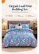 LIFE Floral Leaf Print Bedding Set, Blue Duvet Cover Set With Matching Pillowcases, Soft Comfortable Bed Cover For Bedroom Decor, Guest Room, Apartment And Home Use