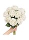 12 PCS Artificial Flowers Roses Real Looking Silk Flowers Fake Long Stem and Leaves,Artificial Roses for Home DIY Wedding Bathroom Kitchen Banquet Decorations (White)
