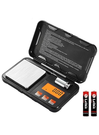 IBAMA Digital Grams Pocket Scale Small Herb Mini Food Scale Jewelry Scale,200g by 0.01g,Backlit LCD, Stainless Steel,Black