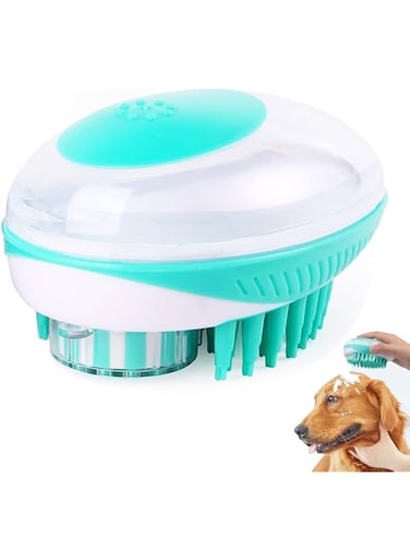 HBSTUDIO Dog Bath Brush，Soft Silicone Dog Shampoo Brush, Dog Bath Scrubber Shampoo Dispenser Brush