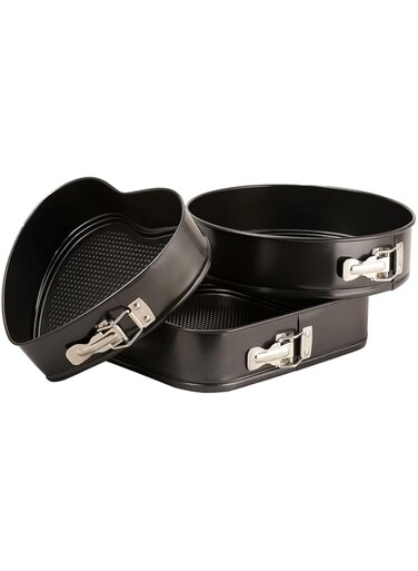 Royalford 3Pc Springform Set round Heart and Square (RF8783 Black)