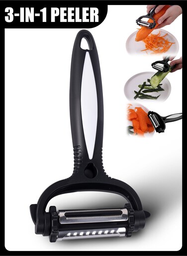 Peeler, 3-in-1 Stainless Steel Vegetable Peeler, Double-Sided Blade Vegetable Julienne Cutter and Fruit Slicer, Dual Blade Multifunction Potato Peeler