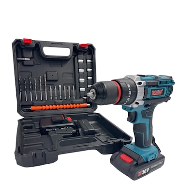 BONAI Tool Set with Drill, Cordless Drill Tool Kit Household Power Tools Drill Set with 2 pcs 36V Li-Ion Battery &amp; Charger for Home Tool Kit with 15 Pieces Bits (CD005)