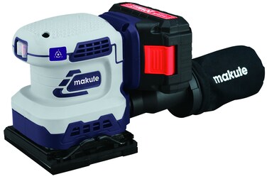 Makute 20V Cordless Square Sander with 2 Batteries and Charger, Variable Speed (7000/9000/11000 RPM) for Wood, Paint Removal, and Surface Finishing, 140x115mm Compact Ergonomic Design, COS1401-2BL