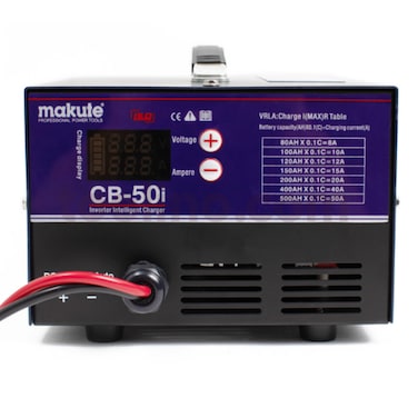 Makute Battery Charger   12V/24V Lead-Acid Battery Charger   Digital Display, Overload &amp; Polarity Protection, 8A-50A Current Range, Single Phase Input, CB-50i