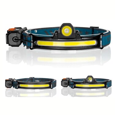 Rechargeable LED Headlamp with Type-C USB Charging, Power Display, XPG+COB Dual Light Modes, Gesture Control, Adjustable Focus and Zoom, Lightweight Waterproof Head Torch for Camping, Hiking, and etc