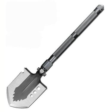 Multifunctional Tactical Folding Survival Shovel &ndash; Portable Camping Tool with Adjustable Handle, Hidden Survival Kit (Knife, Fire Starter, Screwdriver), Glass Breaker, and Carry Pouch