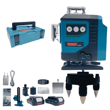 Bonai 16 Line 4D Green Beam Laser Level Self Leveling 360 Degree Multi Line Cross Line Vertical Horizontal USB Rechargeable High Precision Indoor Outdoor Construction Tool, BN-026L