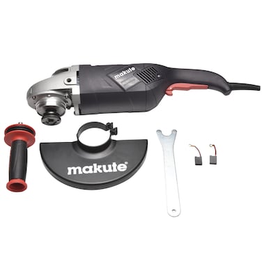 Makute Angle Grinder, 2400W Motor, 180/230mm Drill Chuck, 6000 RPM, Variable Speed Control, Forward/Reverse Operation, 360&deg; Adjustable Handle, Soft Grip for Comfort, AG026
