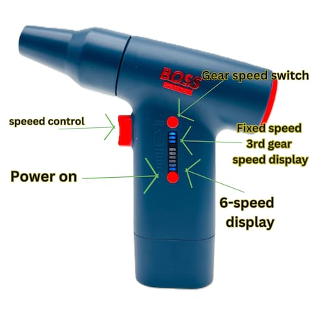 Boss Lifestyle Cordless Handheld Car Vacuum and Air Blower, Mini Electric Hand Vacuum, 6-Speed Turbo Fan, Rechargeable High-Power Air Dust Blower, Portable for Laptop and PC Cleaning