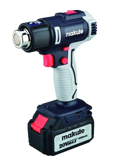 Makute Heat Gun CHG002-B - Cordless Hot Air Gun with 300-500&ordm;C Temperature Range, 120-210L/min Air Flow, 20V Brush Engine, 4000mAh Battery, Fast Heating, Overheating Protection