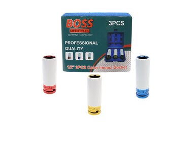 BOSS LIFE STYLE Nut Socket Set, Car Garage Tool Set 3pc for Vehicle Maintenance, Auto Mechanic 17mm 19mm 21mm.