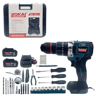 13mm Chuck Cordless Drill Set with 168VF, 7.0Ah Battery,Brushless motor, 65N&middot;m Torque, No-load speed, Adjustable torque Settings, Multi-function drill