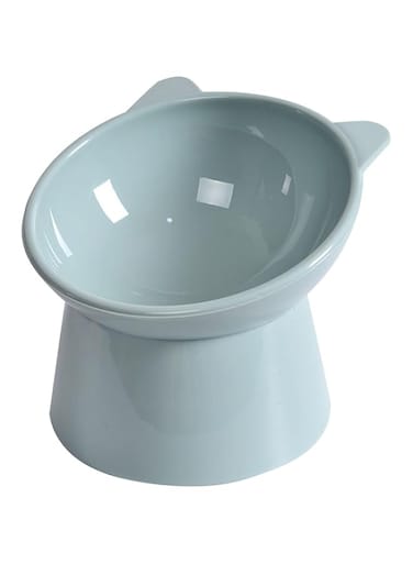 X spring Tilted Cat Food Bowl, Elevated Cat Bowls with Slanted, Cat Food Bowl with Anti Vomiting, Cat Bowls with Whisker Friendly, Plastic Blue Cat Bowl, for Daily Indoor Boys Girls Cats