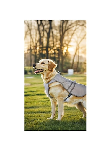 Sweet seven Dog Cooling Jacket Vest - Lightweight Cooling with Evaporative Microfiber   Reflective Adjustable Strap UV Protection Shirt for Beach, Hiking (Light Gray, Size S)