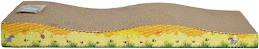 Cat scratcher pad with Wave design, Recyclable cardboard, Suitable for Cats to Rest, Grind claws and Play with Scratch box, Corrugated scratching board with Fun and Attractive, 44.5 cm (Yellow/Blue)