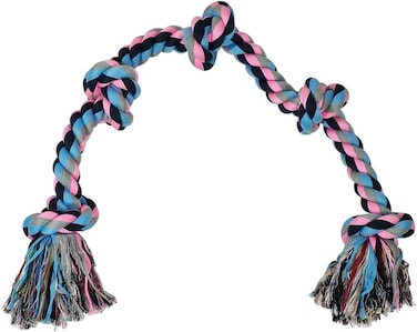 Large dog rope toy with Durable, 100% cotton dog toy for all breeds, Safe resistant interactive toy, 90 cm Aggressive chewer, Cleaning teeth and Protects oral health, Toy for Tug of War (Multi-color)