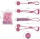 Combo pack of 5 rope toys, Durable and 100% cotton, Ideal for small to medium dogs, 32 cm Interactive chew toy for Dental health, Play, Aggression, and Tug of War, Loop handle with rope ball (Pink)