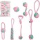 Combo pack of 7 rope toy, Durable and 100% cotton, Ideal for small to medium dogs, 32 cm Interactive chew toy for Dental health, Play, Aggressive, and Tug of War, Loop handle with rope ball (Pink)