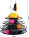 Cat track toy with a Four-layer track toy, Built-in Playing Balls, Feather teaser with bells and Self-grooming brush, 29 cm Interactive track tower for Indoor cats, Detachable &amp; easy to setup (Black)