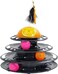 Cat track toy with a Four-layer track toy, Built-in Playing Balls, Feather teaser with bells and Self-grooming brush, 29 cm Interactive track tower for Indoor cats, Detachable &amp; easy to setup (Black)