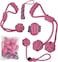 Dog toy combo set, 5 design rope with 1 Pack, Loop handle rope with ball, 100% cotton rope for Cleaning teeth, Oral health and Aggressive chewer, Tug of War for Medium to Large dogs, 45 cm (Pink)