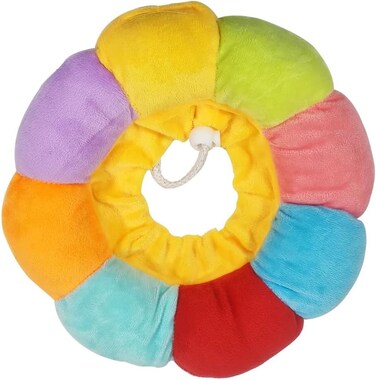 Pet recovery collar with soft fabric cotton, Cat neck cone after Surgery, Adjustable, Wound healing protective, Elizabethan collar for Anti- Scratch &amp; Bite, Ideal for Small pets, 26cm (Multi-color)
