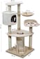 Multi-level cat tree with Top perch, Cozy condo, Soft hammock, and Paw shape perch, Indoor cat playground with Sisal ladder, Sisal scratching posts, and for all size breeds, 111 cm Cat tower (Beige)