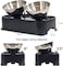 Adjustable cat bowl with Stainless steel bowls and Non-slip bottom, 150 Inclined raised pet feeder for cats and small dogs, Pet food &amp; water station, Easy to clean 30 cm (Black)