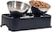 Adjustable cat bowl with Stainless steel bowls and Non-slip bottom, 150 Inclined raised pet feeder for cats and small dogs, Pet food &amp; water station, Easy to clean 30 cm (Black)