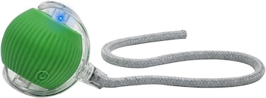 Automatic rotating pet ball with 3 Modes, LED Light, Tail string &amp; USB rechargeable, Electric cat toy ball for Boredom Relief &amp; Indoor play, 37cm Cat Interactive toy, Scratch &amp; Fall resistant, (Green)