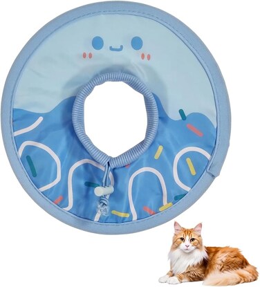 Pet recovery collar with Adjustable strap and Waterproof design, Pet lightweight waterproof Elizabeth neckband for dogs and cats, Ideal for post-surgery recovery &amp; injury, 22 cm (Blue)