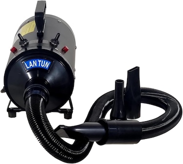 Pet hair dryer for cats &amp; dogs, Low-Noise pet dryer with 3-Styling Nozzles, Temperature adjustment, ABS Material, and Portable Handle, Quick drying &amp; Gentle grooming, 240V (Black)