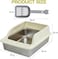 Semi-enclosed stainless steel cat litter box with a Litter scoop, Grid design, and High wall side cover, Durable litter box for Indoor cats, Detachable design for easy cleaning, 50 cm (Beige)