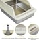 Semi-enclosed stainless steel cat litter box with a Litter scoop, Grid design, and High wall side cover, Durable litter box for Indoor cats, Detachable design for easy cleaning, 50 cm (Beige)