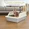 Semi-enclosed stainless steel cat litter box with a Litter scoop, Grid design, and High wall side cover, Durable litter box for Indoor cats, Detachable design for easy cleaning, 50 cm (Beige)
