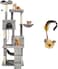 Multi-level cat tree tower with Electric mouse toy, Plush perches, Cozy hammock, Sisal scratching post, Double cat condos, and Climbing ladder, Ideal for indoor cats &amp; kittens, 182 cm (Grey)