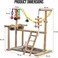 Interactive bird stand for Budgies, Conures, and Lovebirds, Natural wood bird playstand with Perch, Stainless steel bowls, Climbing ladder, Detachable tray, and Non-slip bottom, 43 cm (Beige)